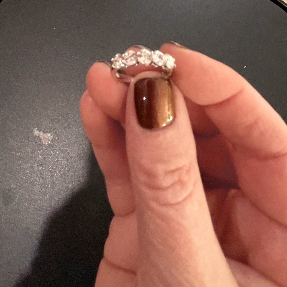 Diamonique platinum clad ring size 5…
